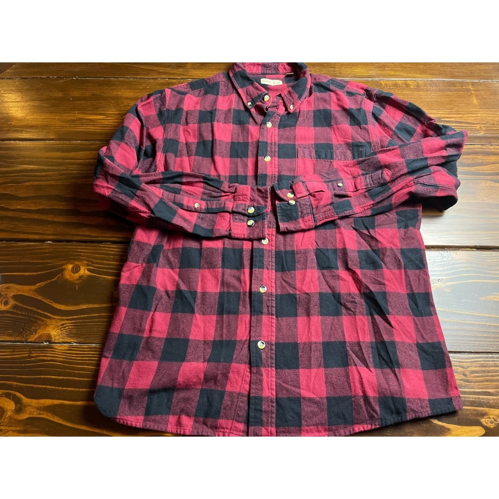 Hobbs Shirt, Men's Size Large, Red Black, Checkered, Flannel, Button Up